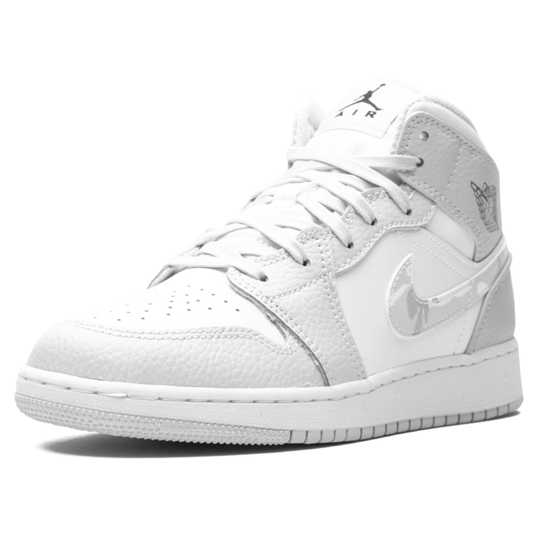 Air Jordan 1 Mid SE GS 'Swoosh Logo - Grey Camo' — UK 13.5 | EU 32 | US 1Y — Top View