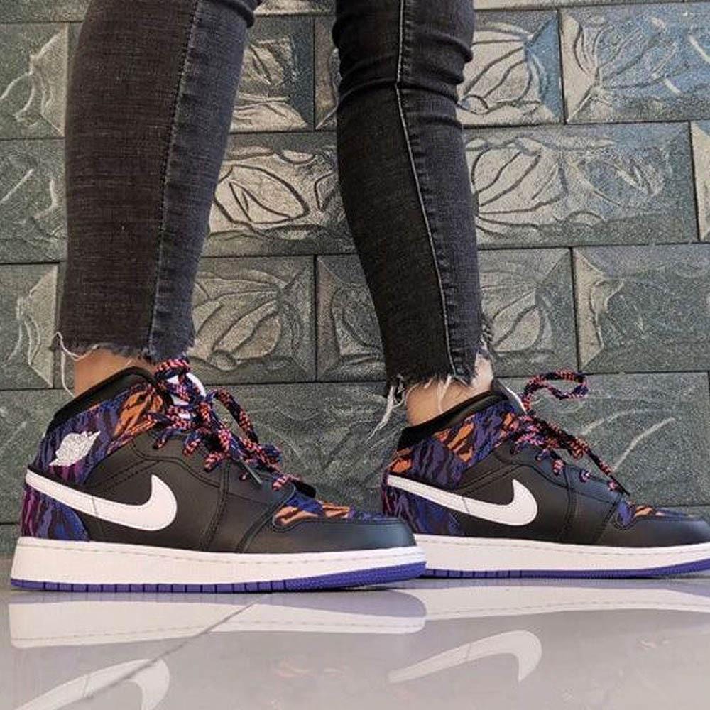 Air Jordan 1 Mid GS 'Tiger Print' — UK 13.5 | EU 32 | US 1Y — Lifestyle View