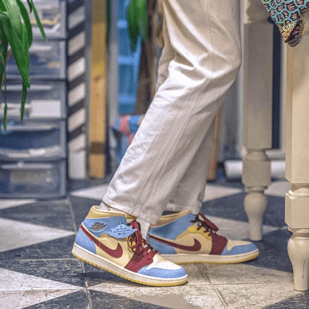 Maison Chateau Rouge x Air Jordan 1 Mid SE 'Fearless' — UK 3 | EU 35.5 | US 3.5 — Lifestyle View