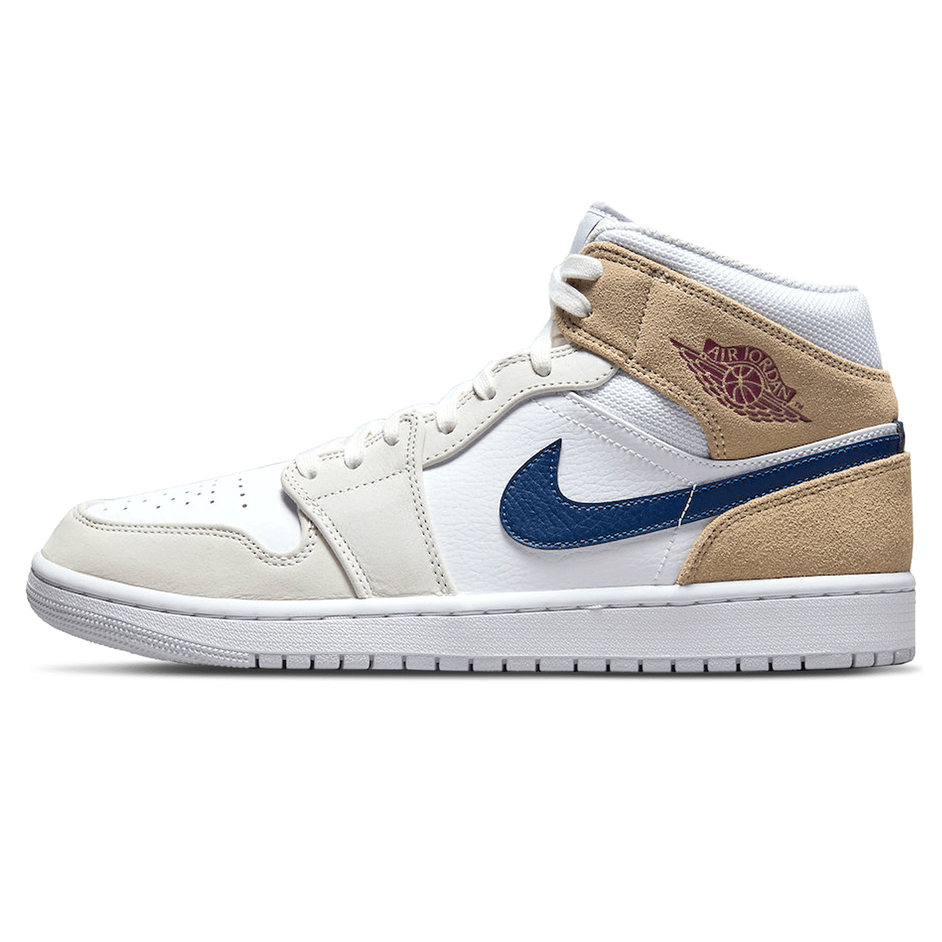 Air Jordan 1 Mid 'Tan Suede Navy' — UK 3 | EU 35.5 | US 3.5 — Front View