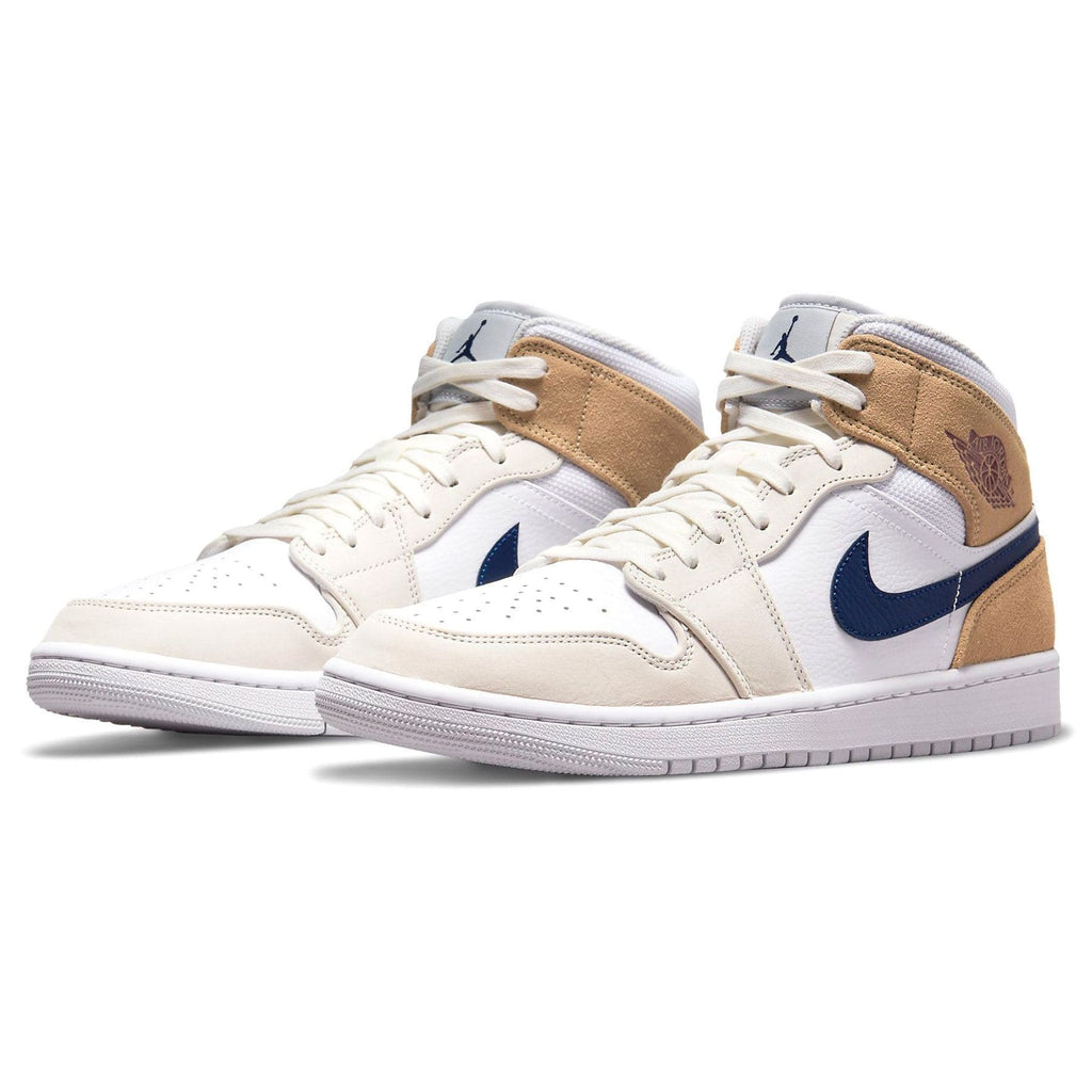 Air Jordan 1 Mid 'Tan Suede Navy' — UK 3 | EU 35.5 | US 3.5 — Side View