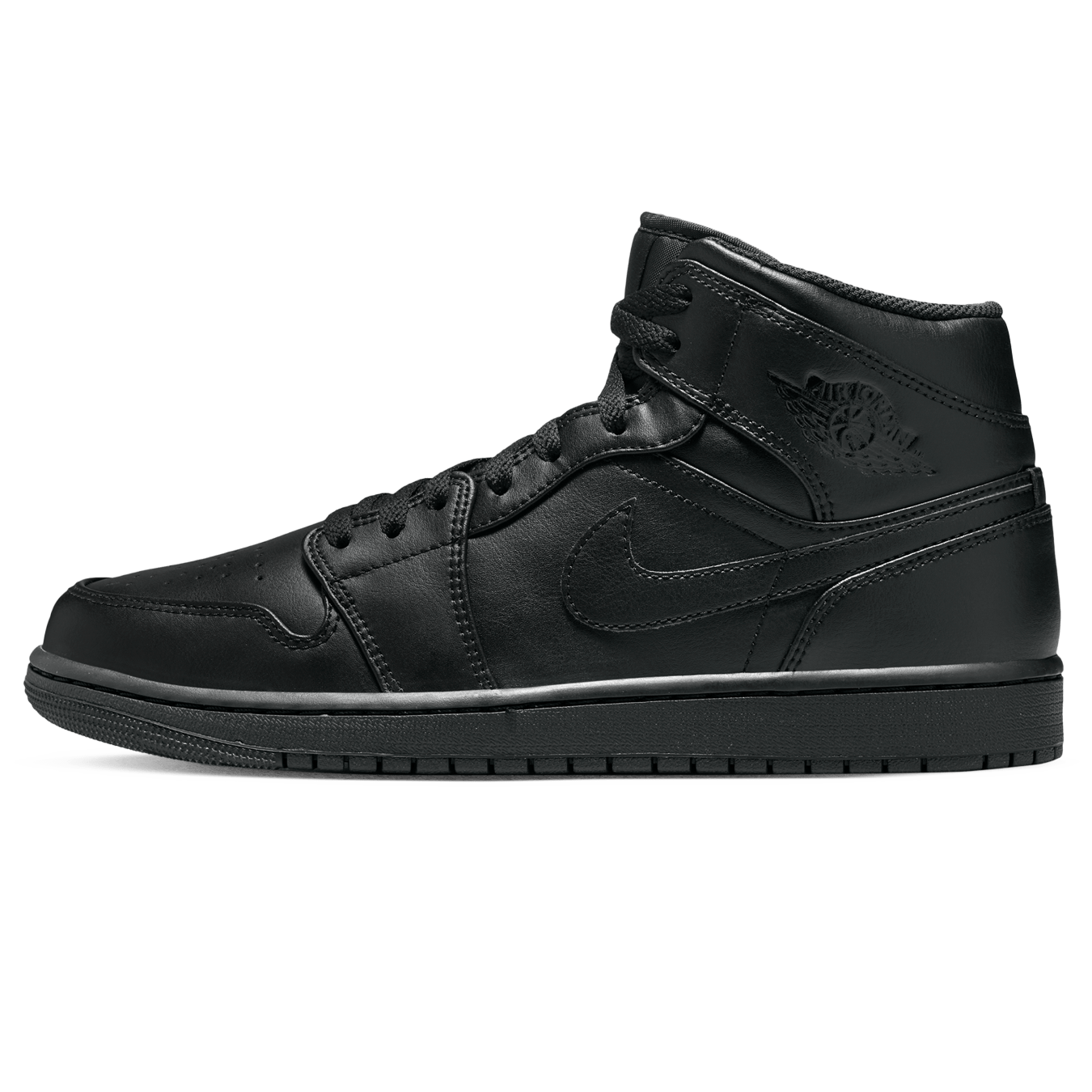 Air Jordan 1 Mid 'Triple Black' 2022 — UK 3 | EU 35.5 | US 3.5 — Front View