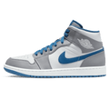 Air Jordan 1 Mid 'Cement True Blue' — UK 3 | EU 35.5 | US 3.5 — Front View