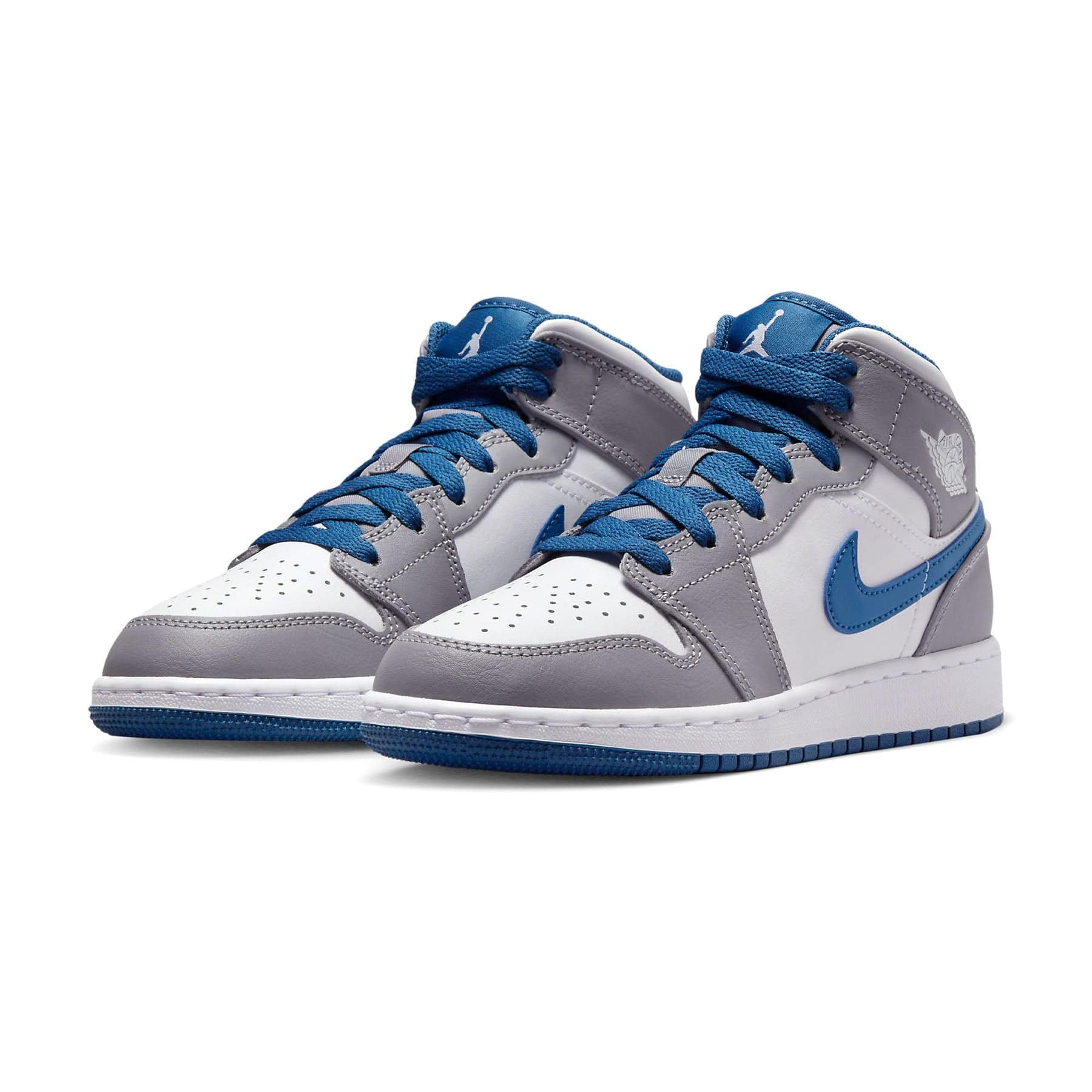 Air Jordan 1 Mid GS 'Cement True Blue' — UK 13.5 | EU 32 | US 1Y — Side View