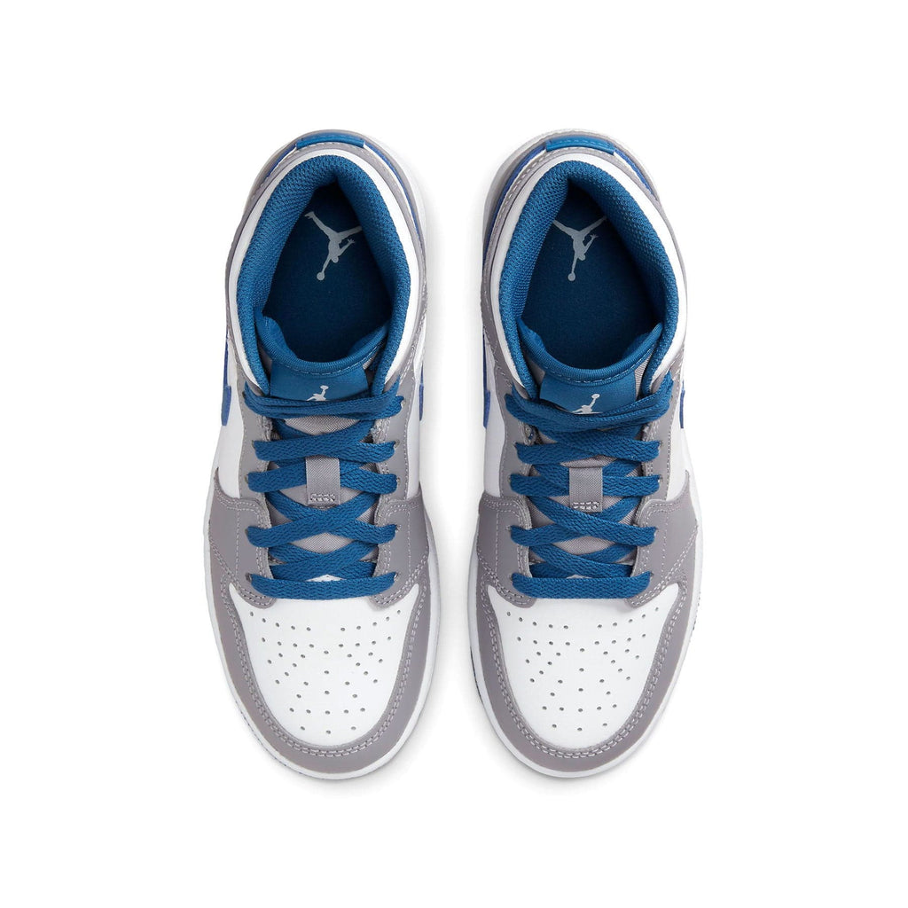 Air Jordan 1 Mid GS 'Cement True Blue' — UK 13.5 | EU 32 | US 1Y — Back View
