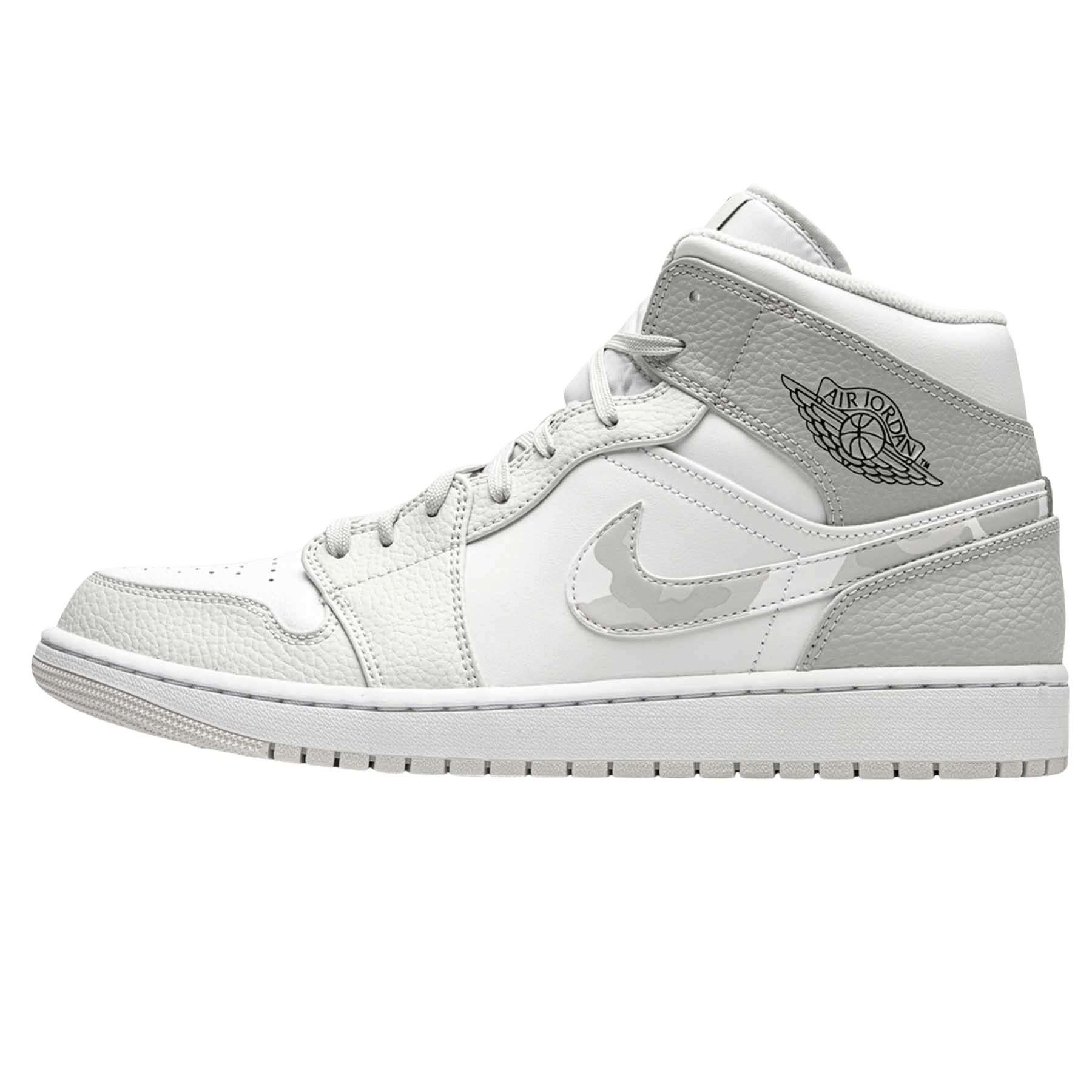 Air Jordan 1 Mid 'Swoosh Logo - Grey Camo' — UK 3 | EU 35.5 | US 3.5 — Front View