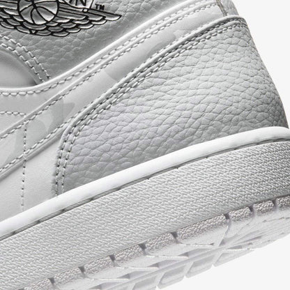 Air Jordan 1 Mid 'Swoosh Logo - Grey Camo' — UK 3 | EU 35.5 | US 3.5 — Lifestyle View