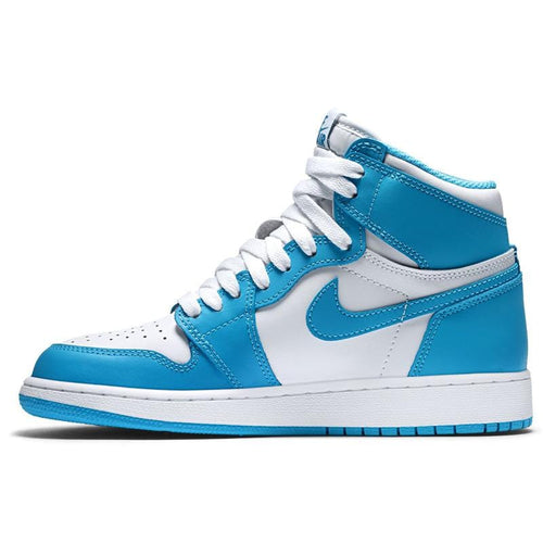 Air Jordan 1 Retro High OG Grade School (White-Powder Blue) — UK 13.5 | EU 32 | US 1Y — Front View