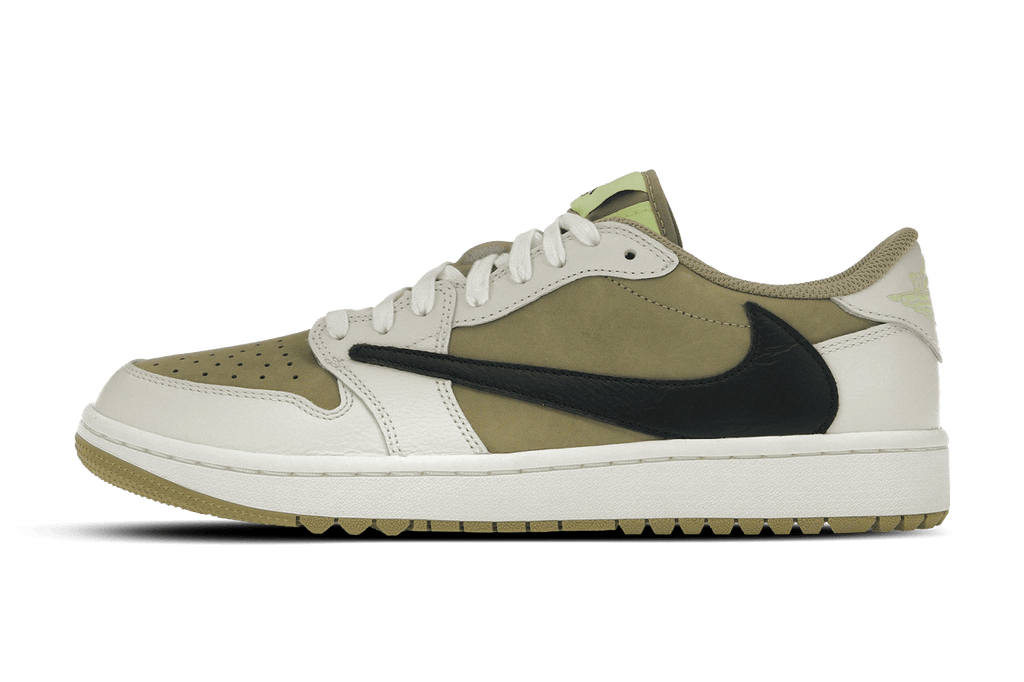 Jordan 1 Retro Low Golf Travis Scott Neutral Olive — 3 UK — Front View