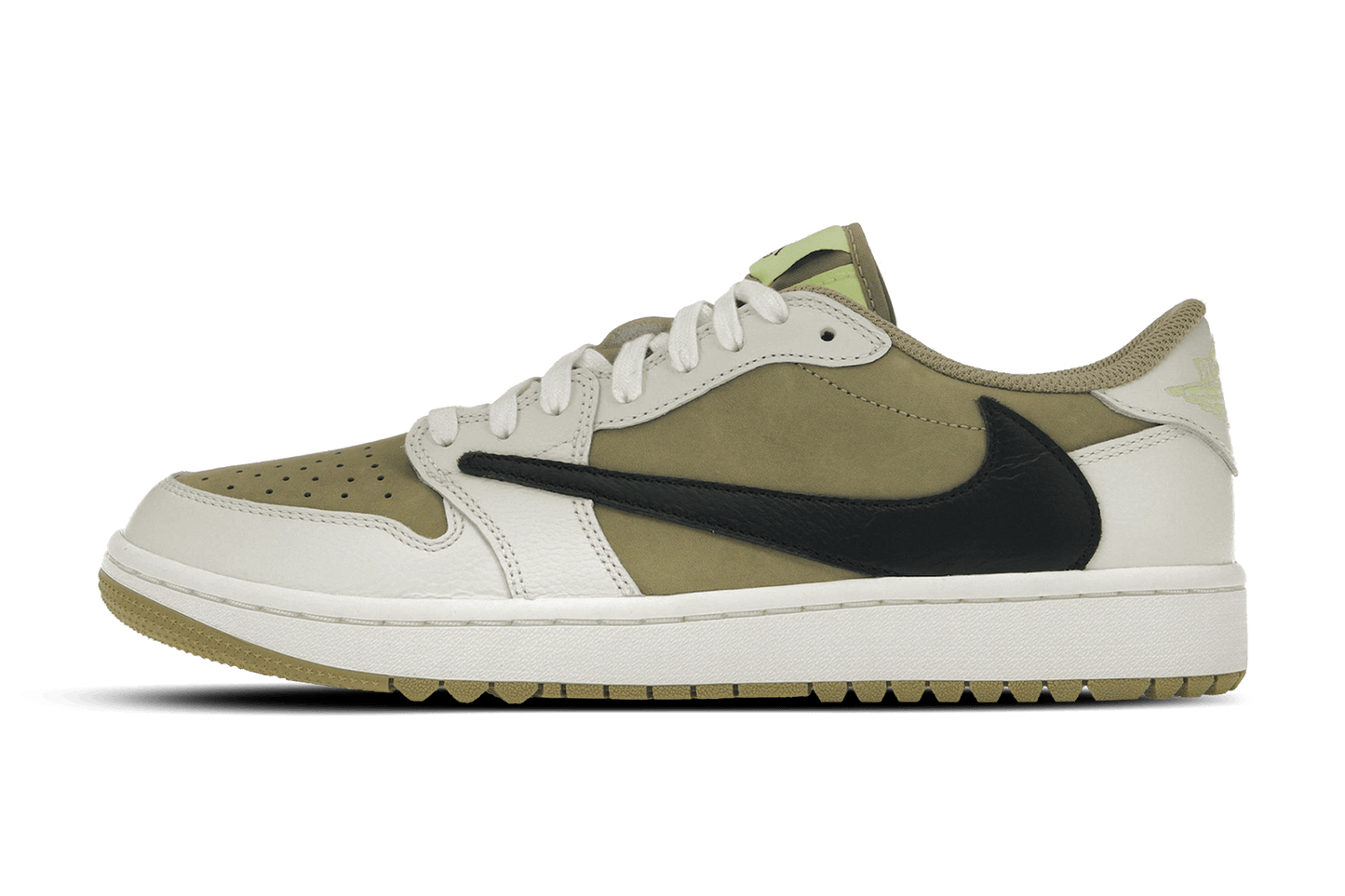 Jordan 1 Retro Low Golf Travis Scott Neutral Olive — 3 UK — Front View