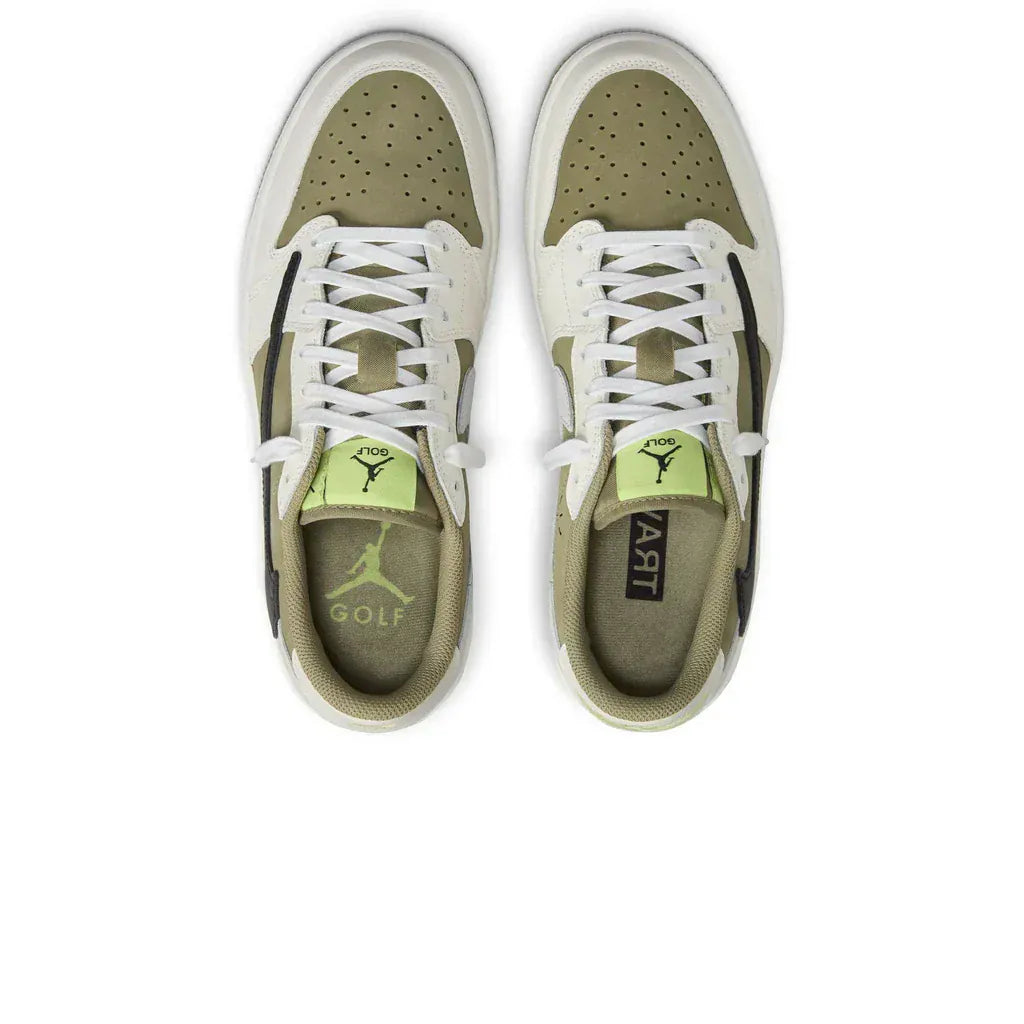 Jordan 1 Retro Low Golf Travis Scott Neutral Olive — 3 UK — Back View