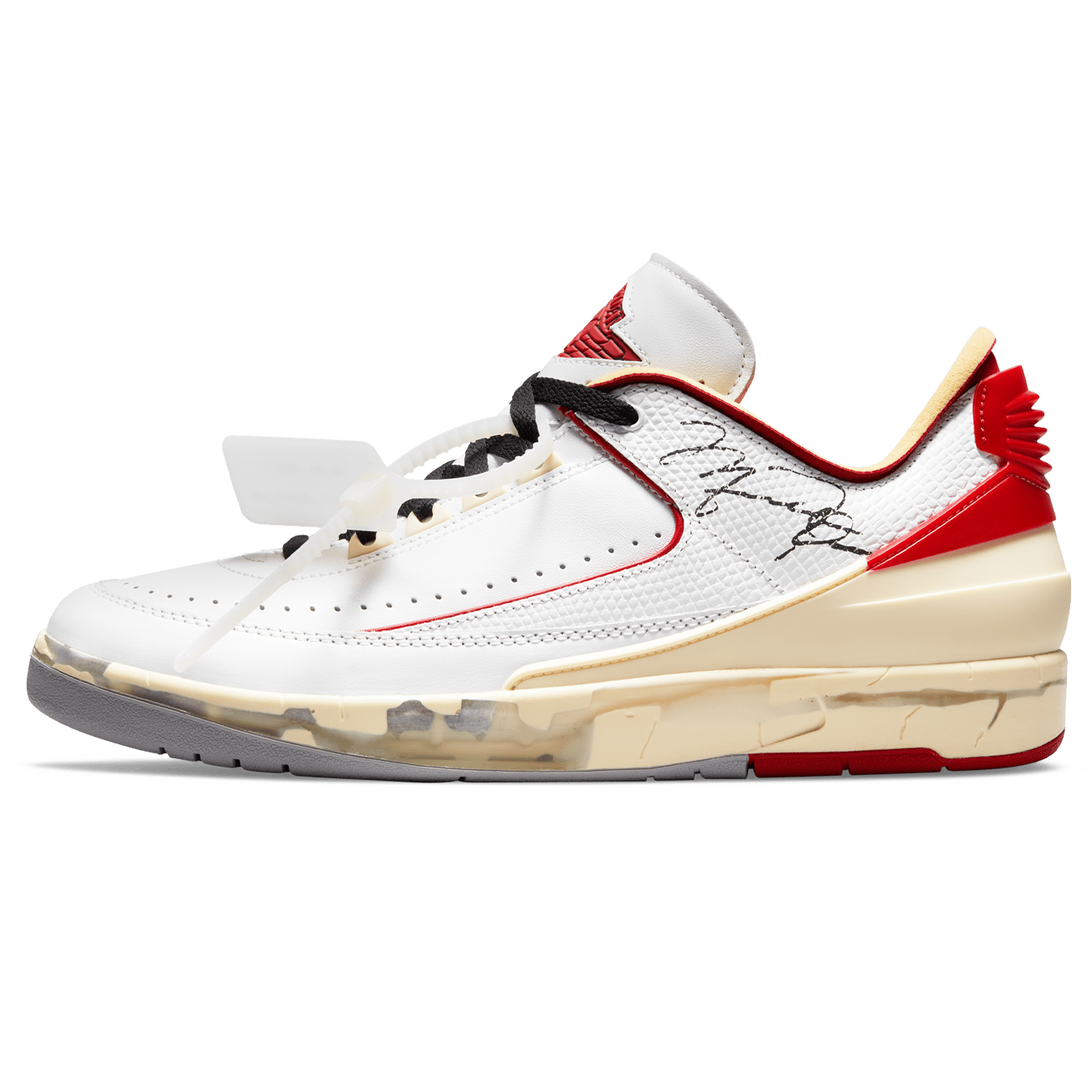 Off-White x Air Jordan 2 Retro Low SP 'White Varsity Red' — UK 3 | EU 35.5 | US 3.5 — Front View