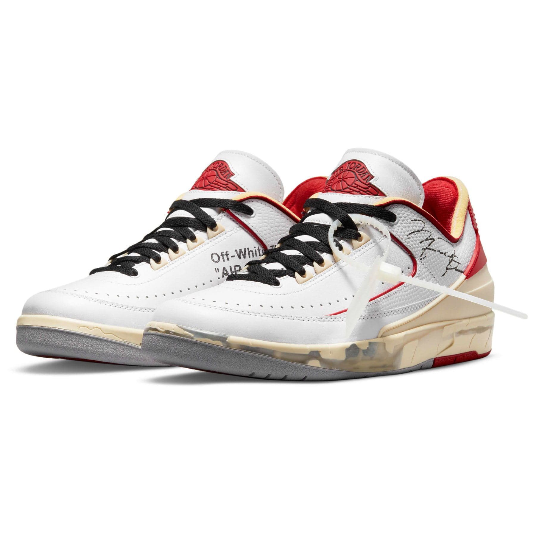 Off-White x Air Jordan 2 Retro Low SP 'White Varsity Red' — UK 3 | EU 35.5 | US 3.5 — Side View