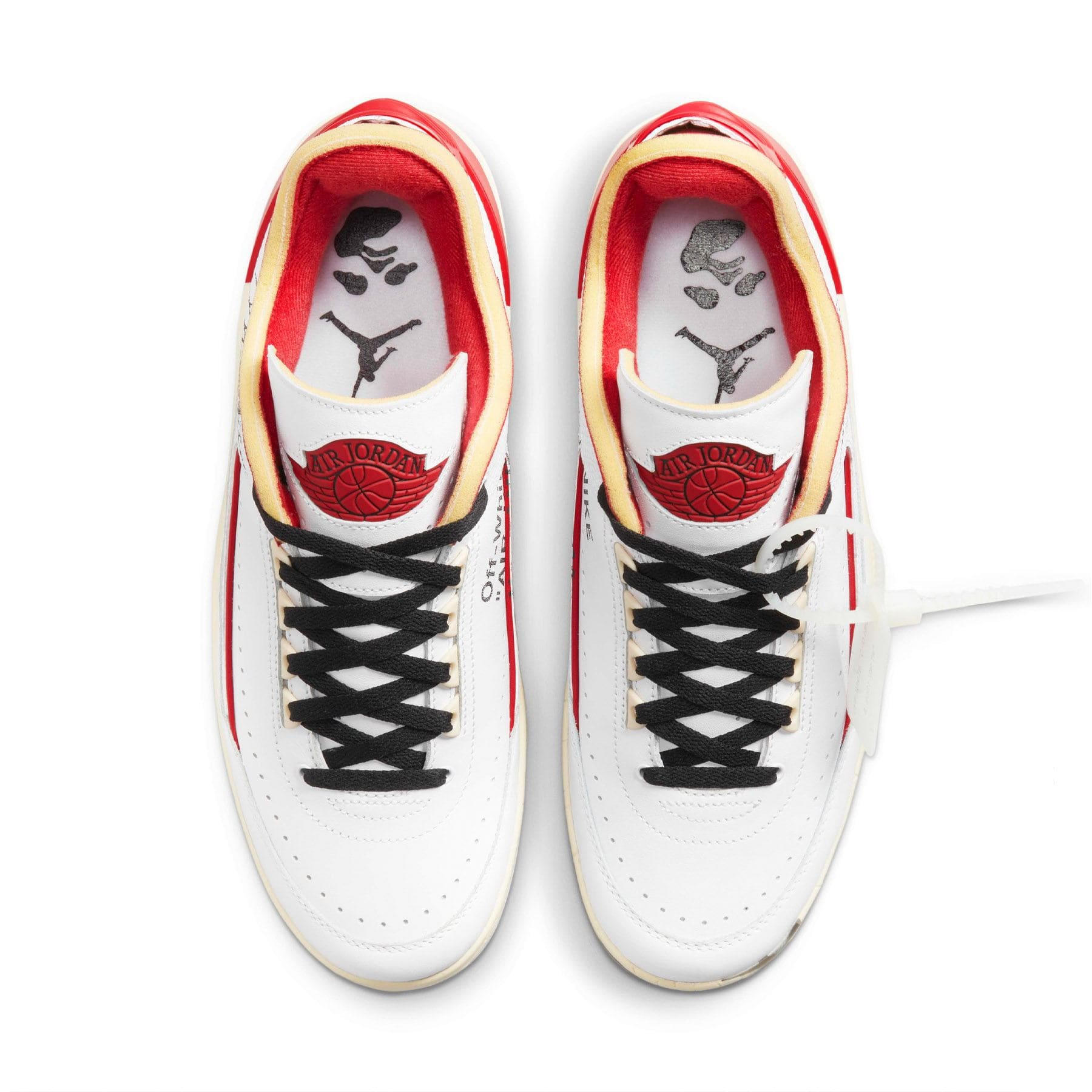 Off-White x Air Jordan 2 Retro Low SP 'White Varsity Red' — UK 3 | EU 35.5 | US 3.5 — Top View
