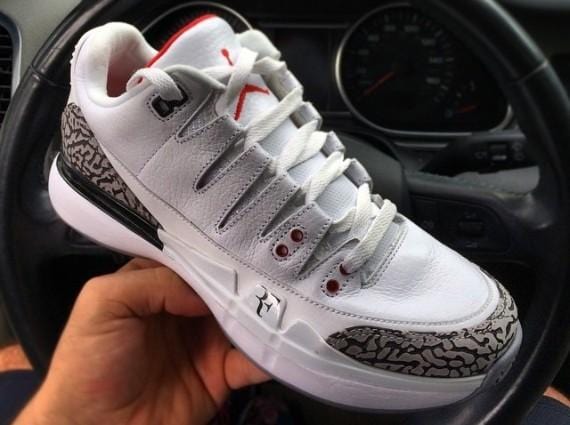 Air Jordan 3 x Nike Zoom Vapor Tour 9 White — UK 3 | EU 35.5 | US 3.5 — Back View