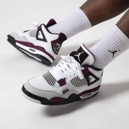 Paris Saint-Germain x Air Jordan 4 Retro 'Bordeaux' — UK 3 | EU 35.5 | US 3.5 — Lifestyle View