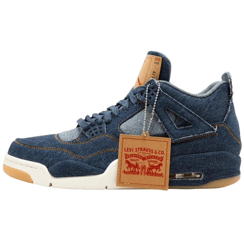 Levis x Air Jordan 4 Retro "Navy" — UK 3 | EU 35.5 | US 3.5 — Front View