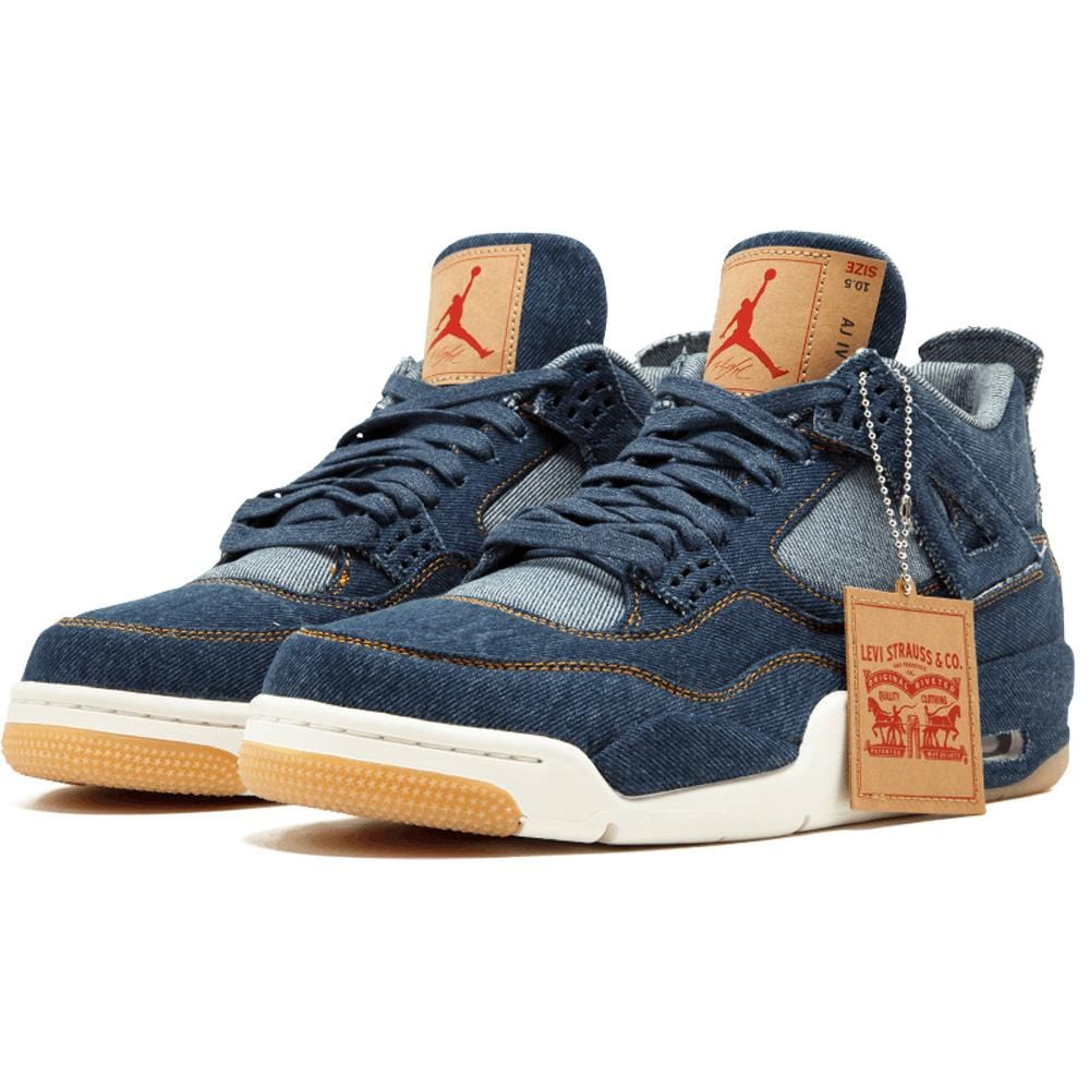 Levis x Air Jordan 4 Retro "Navy" — UK 3 | EU 35.5 | US 3.5 — Side View