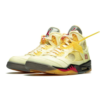 Off-White x Air Jordan 5 SP 'Sail' — UK 3 | EU 35.5 | US 3.5 — Side View