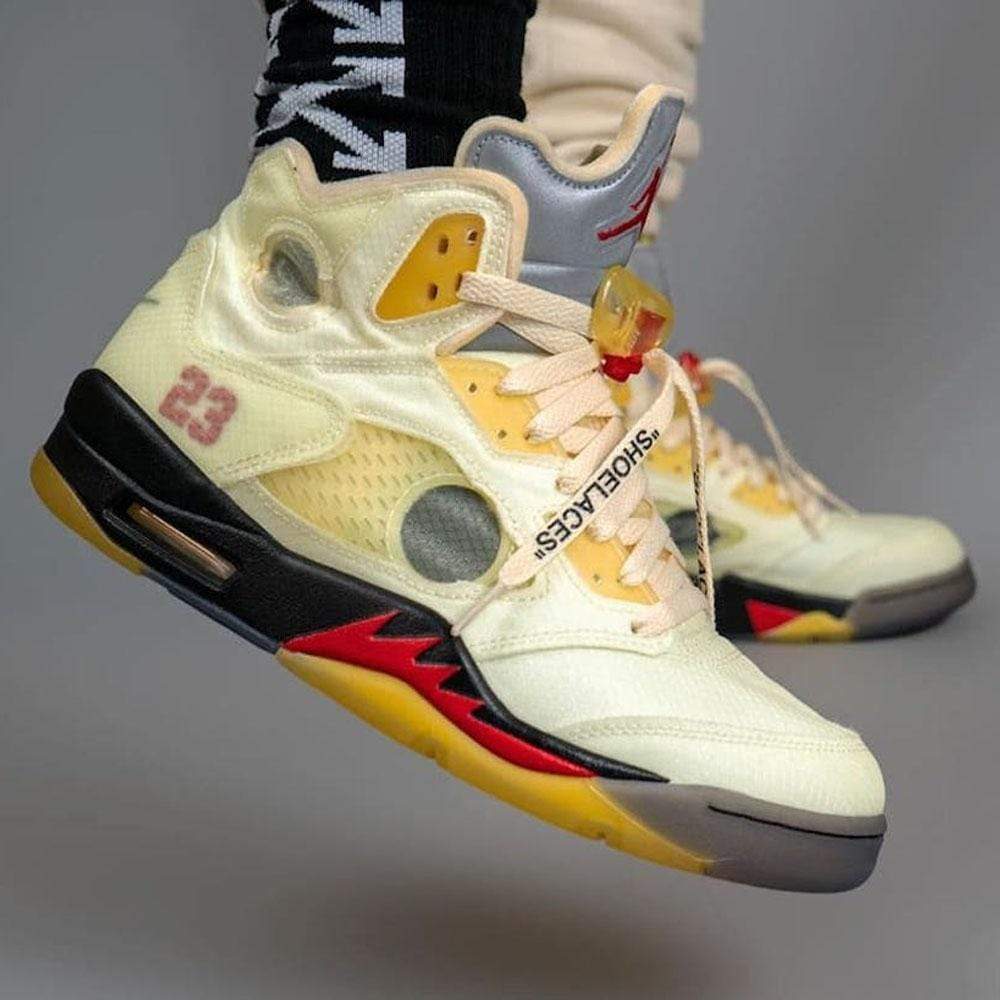 Off-White x Air Jordan 5 SP 'Sail' — UK 3 | EU 35.5 | US 3.5 — Lifestyle View