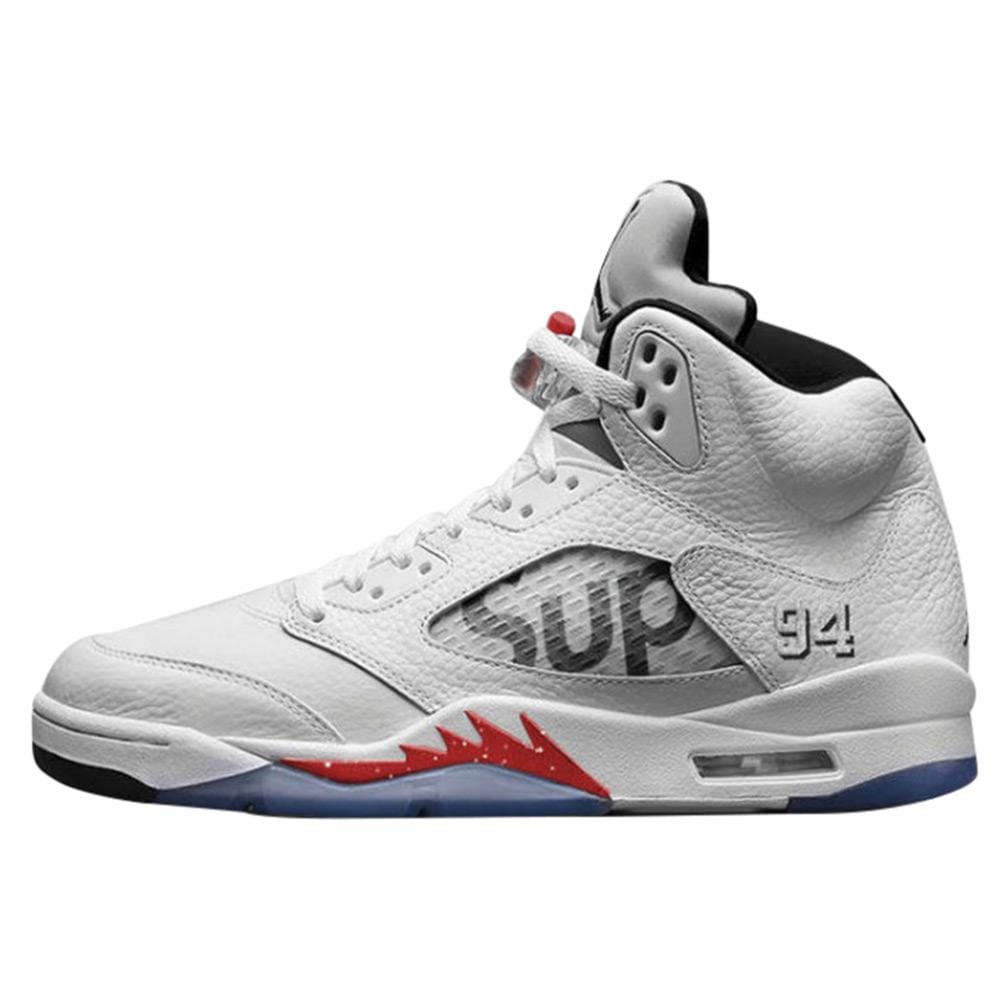 AIR JORDAN 5 RETRO SUPREME "SUPREME" WHITE — UK 3 | EU 35.5 | US 3.5 — Front View