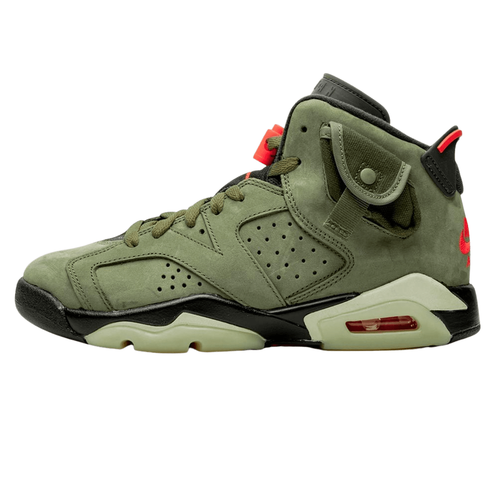 Travis Scott x Air Jordan 6 Retro GS 'Olive' — 2 UK | 34 EU — Side View