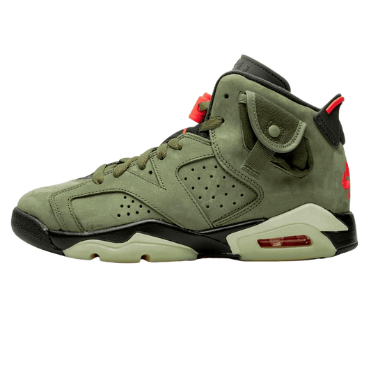 Travis Scott x Air Jordan 6 Retro GS 'Olive' — 2 UK | 34 EU — Side View