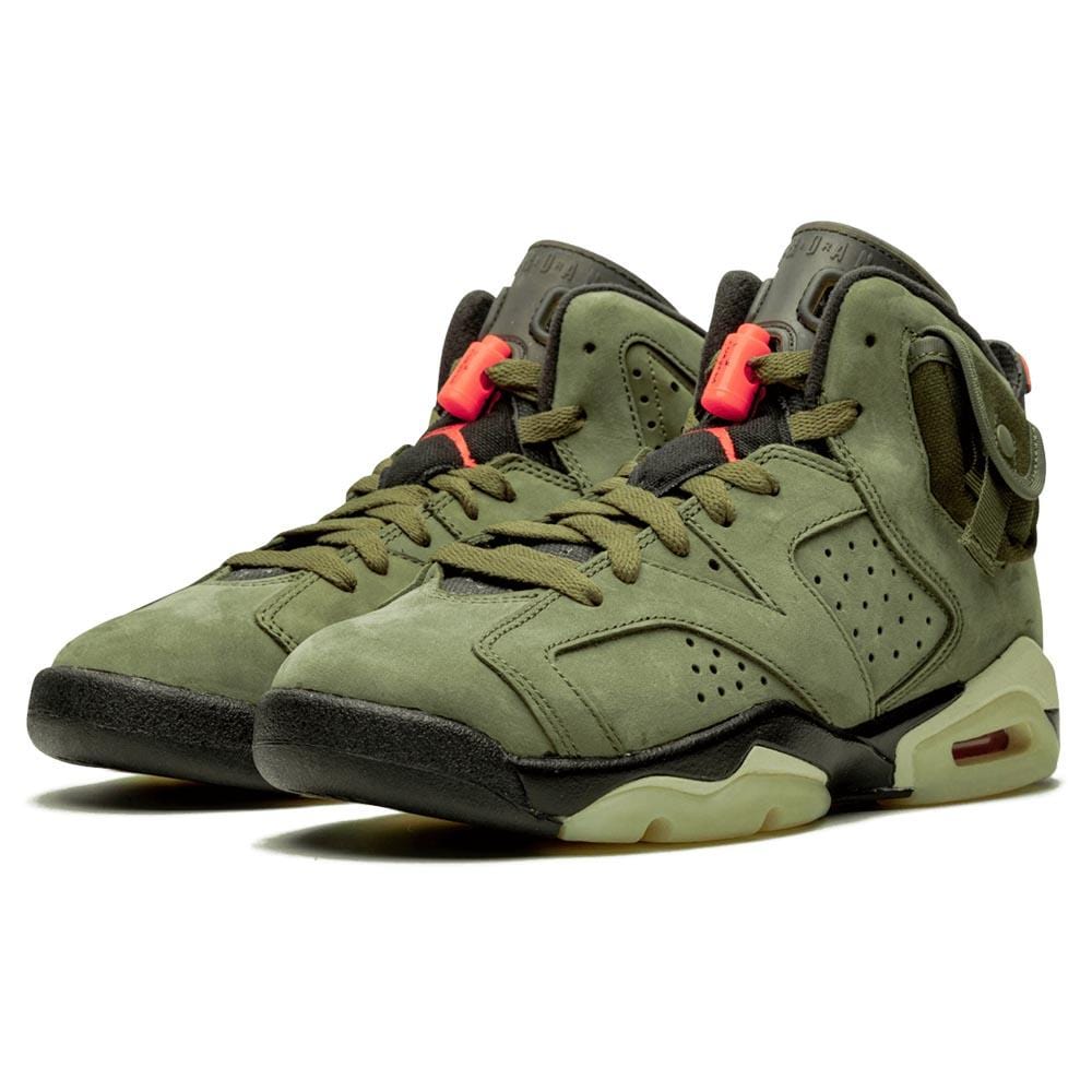 Travis Scott x Air Jordan 6 Retro GS 'Olive' — 2 UK | 34 EU — Back View