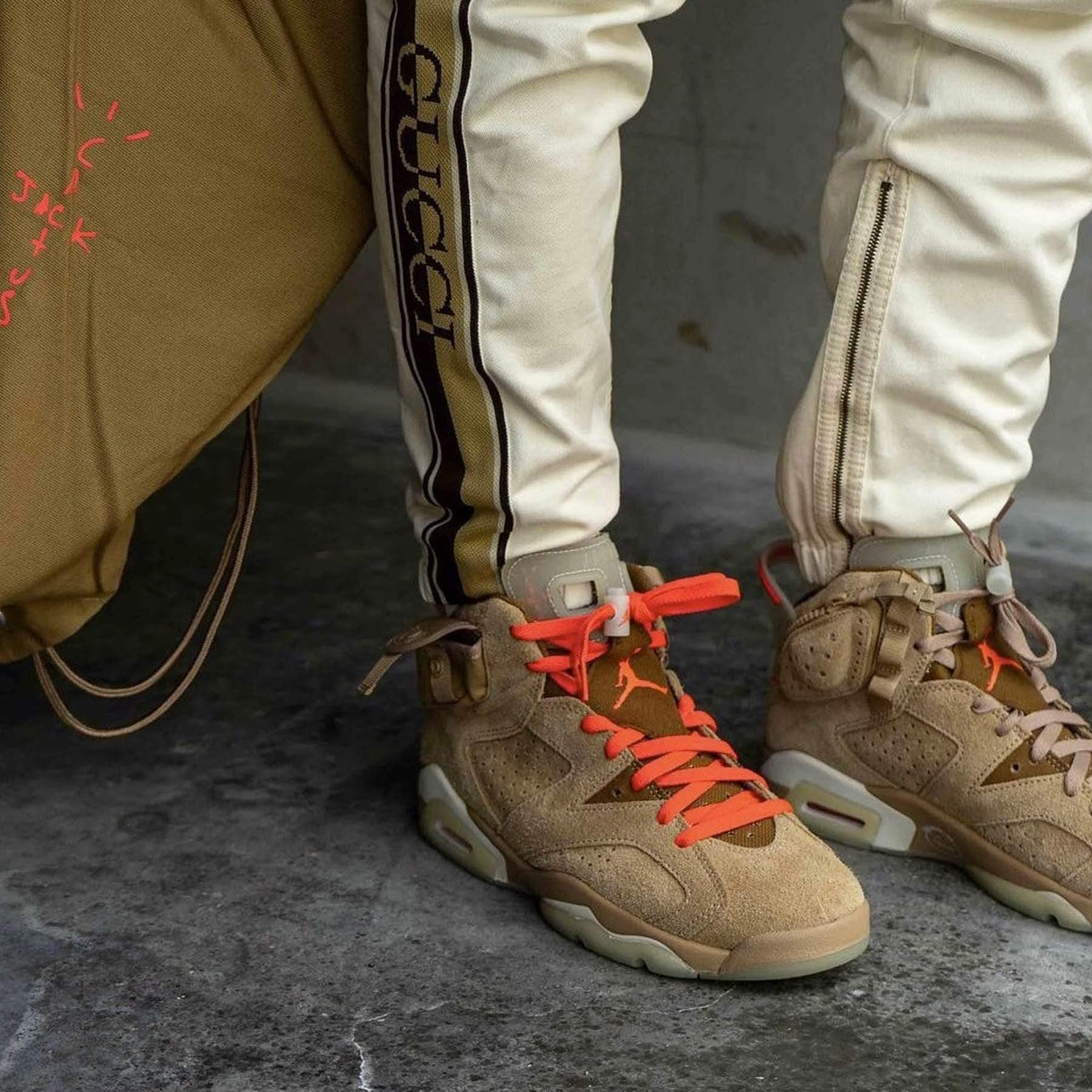 Travis Scott x Air Jordan 6 Retro 'British Khaki' — UK 3 | EU 35.5 | US 3.5 — Lifestyle View