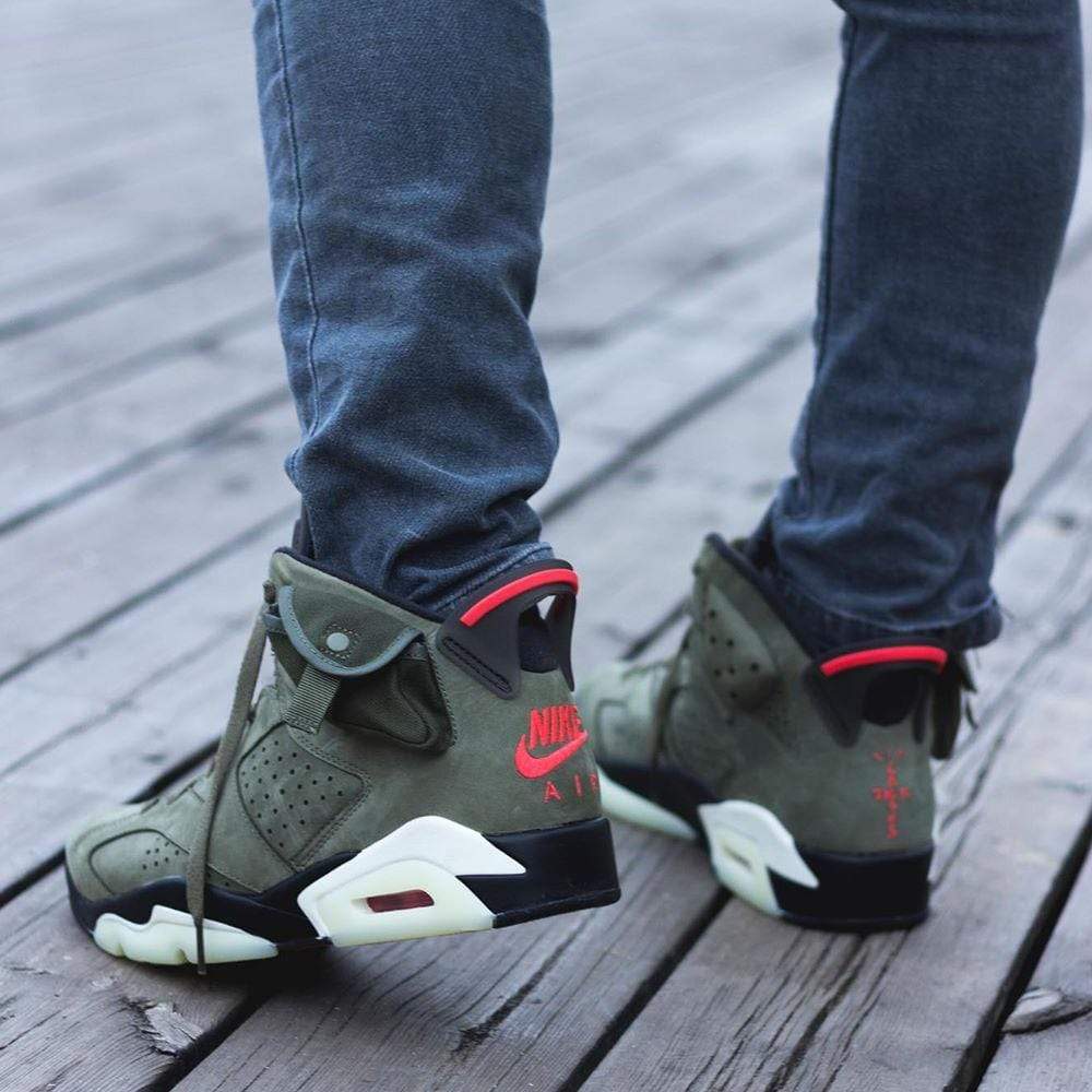 Travis Scott x Air Jordan 6 Retro 'Olive' — UK 3 | EU 35.5 | US 3.5 — Lifestyle View