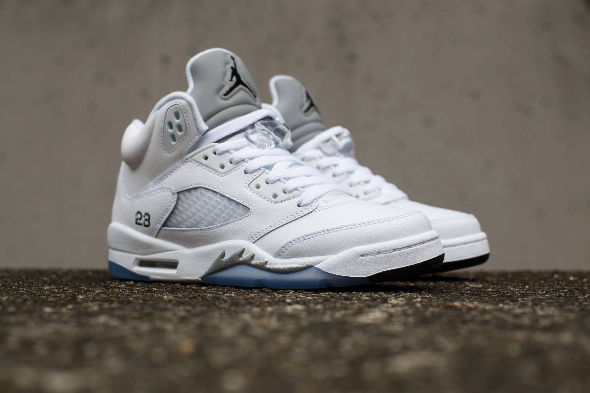 Air Jordan 5 Retro White-Metallic Silver — UK 3 | EU 35.5 | US 3.5 — Lifestyle View