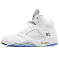 Air Jordan 5 Retro White-Metallic Silver — UK 3 | EU 35.5 | US 3.5 — Front View