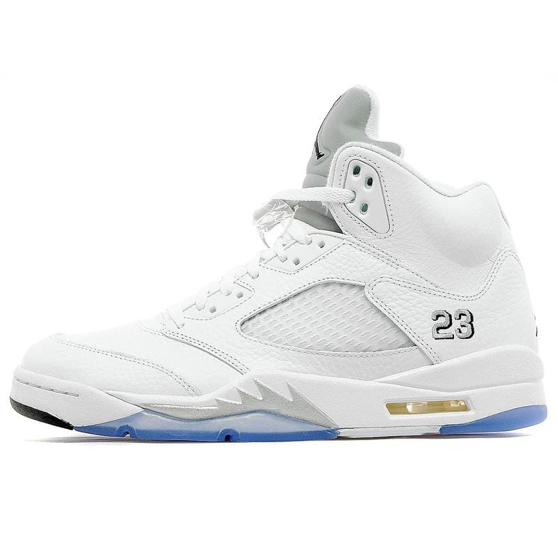 Air Jordan 5 Retro White-Metallic Silver — UK 3 | EU 35.5 | US 3.5 — Front View