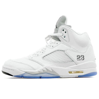 Air Jordan 5 Retro White-Metallic Silver — UK 3 | EU 35.5 | US 3.5 — Front View