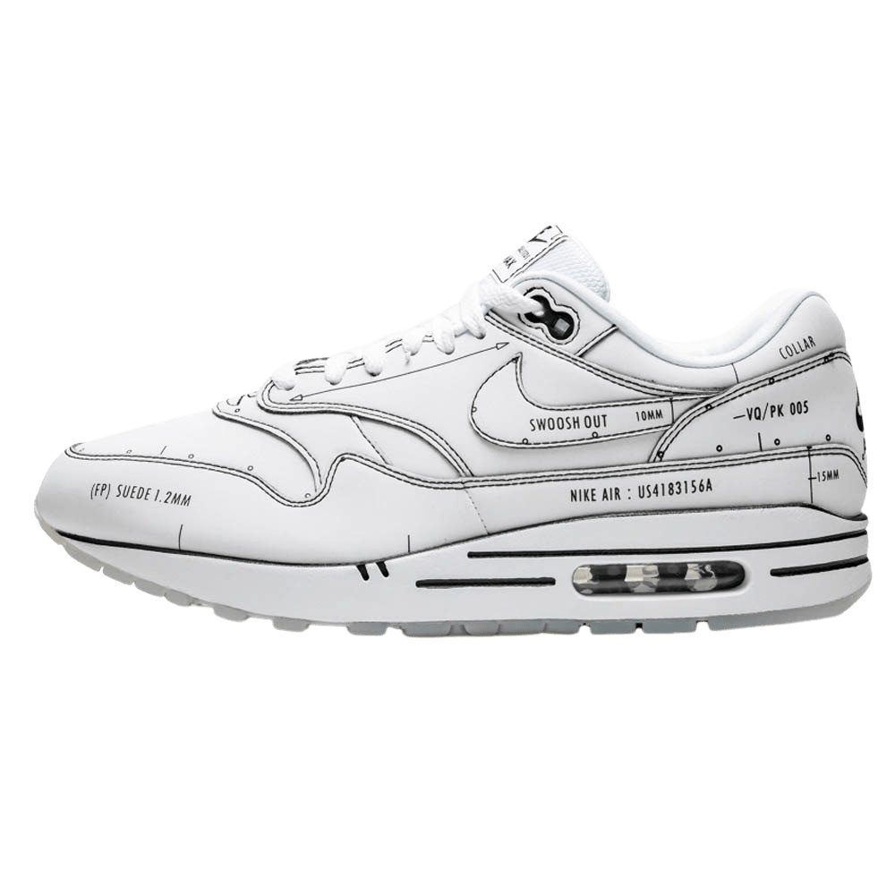 Nike Air Max 1 'Sketch Schematic - White' — UK 3 | EU 35.5 | US 3.5 — Front View