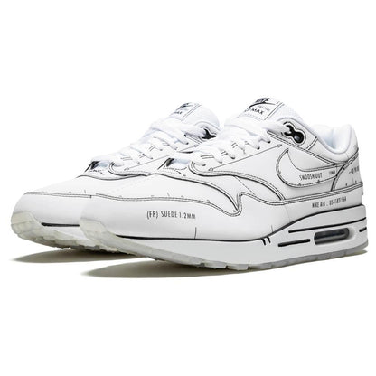 Nike Air Max 1 'Sketch Schematic - White' — UK 3 | EU 35.5 | US 3.5 — Side View