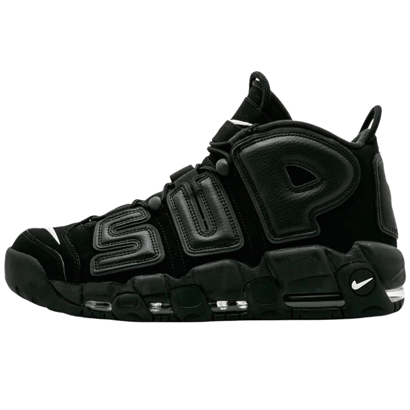 Supreme X Nike Air More Uptempo "Black" — UK 3 | EU 35.5 | US 3.5 — Front View