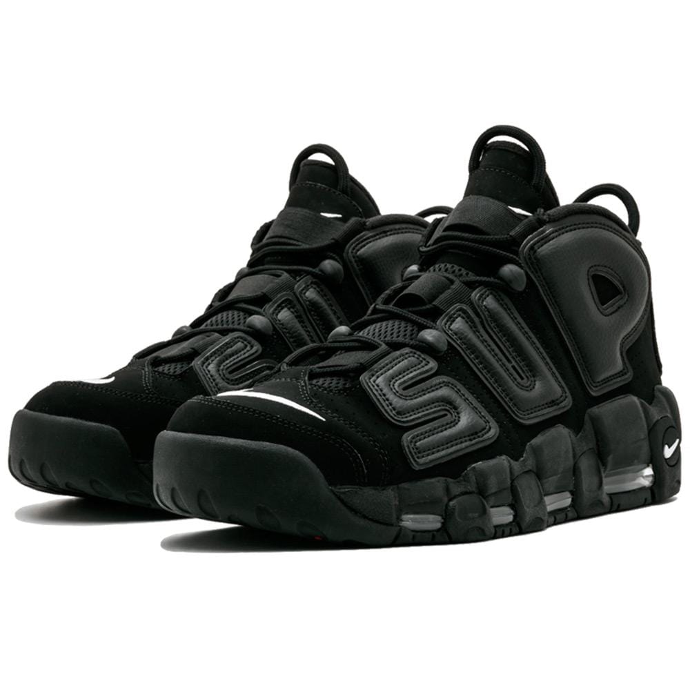 Supreme X Nike Air More Uptempo "Black" — UK 3 | EU 35.5 | US 3.5 — Side View