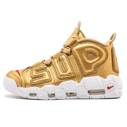 Supreme x Nike Air More Uptempo "Metallic Gold" — UK 3 | EU 35.5 | US 3.5 — Front View