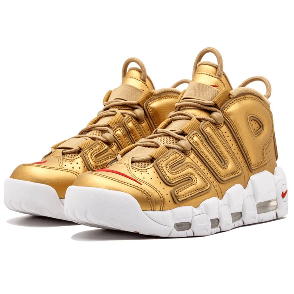 Supreme x Nike Air More Uptempo "Metallic Gold" — UK 3 | EU 35.5 | US 3.5 — Side View