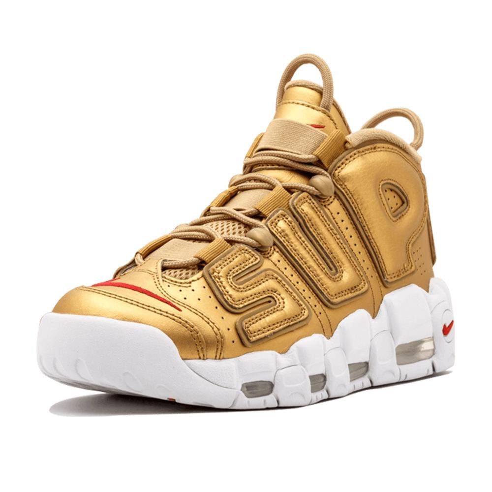 Supreme x Nike Air More Uptempo "Metallic Gold" — UK 3 | EU 35.5 | US 3.5 — Top View