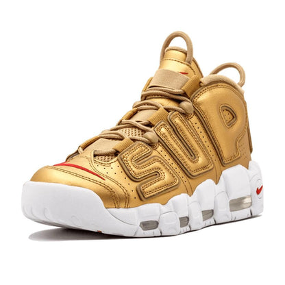Supreme x Nike Air More Uptempo "Metallic Gold" — UK 3 | EU 35.5 | US 3.5 — Top View