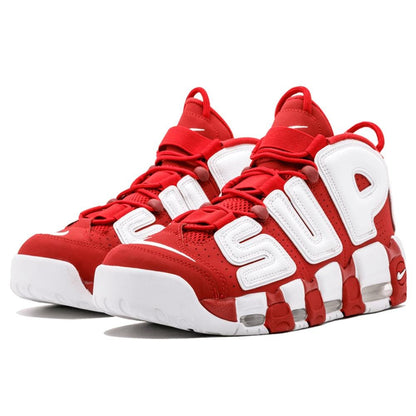 Supreme X Nike Air More Uptempo "Varsity Red" — UK 3 | EU 35.5 | US 3.5 — Side View