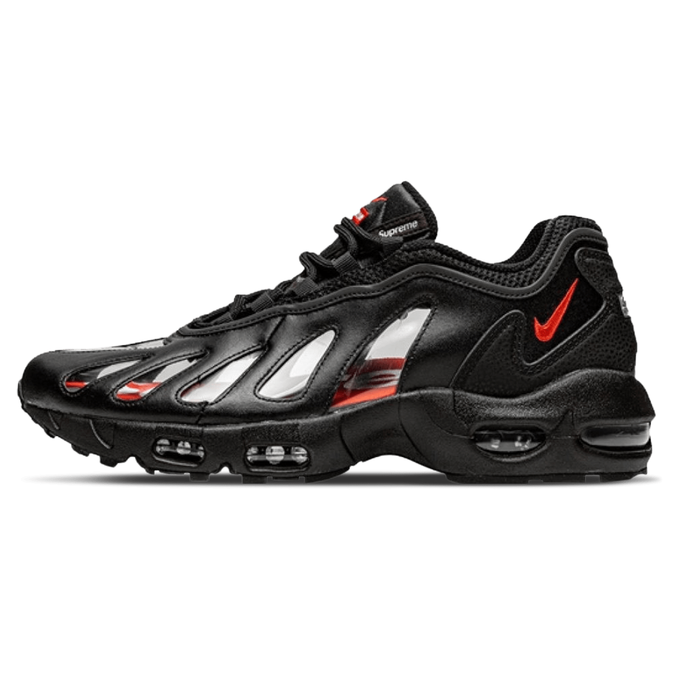 Nike x Supreme Air Max 96 'Black' — UK 3 | EU 35.5 | US 3.5 — Front View