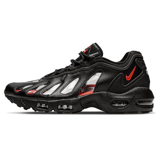 Nike x Supreme Air Max 96 'Black' — UK 3 | EU 35.5 | US 3.5 — Front View