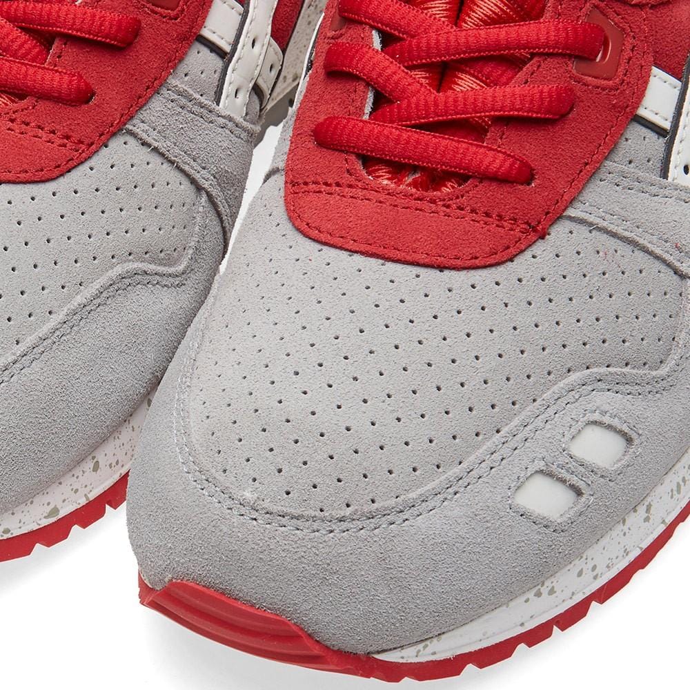 ASICS GEL LYTE III 'CRANE' Light Grey & Red — UK 3 | EU 36 | US 4 — Detail View