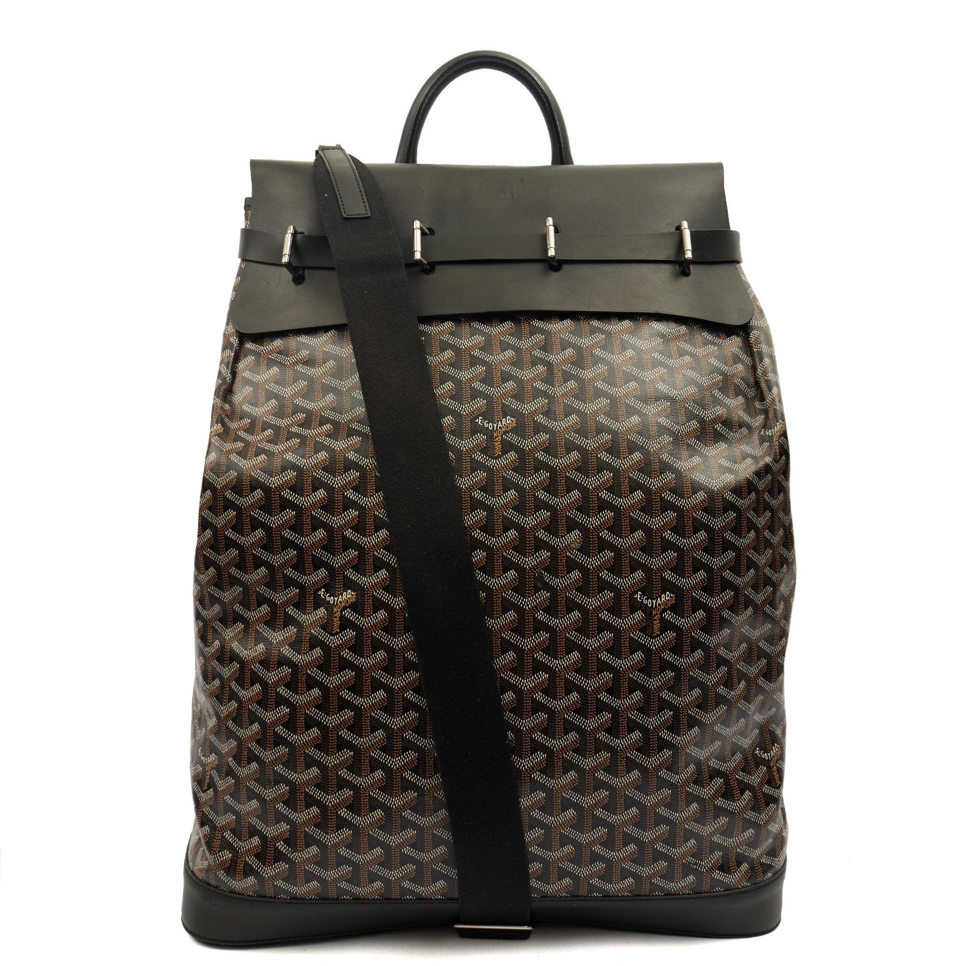 Goyard Backpack Steamer Backpack in Black, Leather — Front View