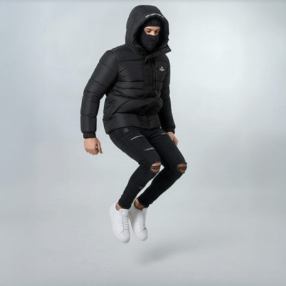 Helvetica Mountain Pioneers Barnes Hooded Parka Jacket — XS — Lifestyle View