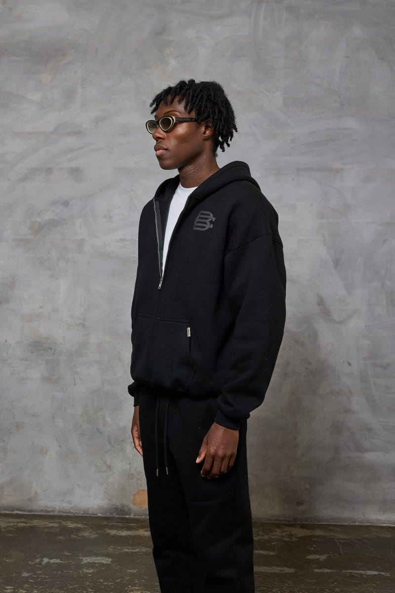Bénir Club Match Day Zip Hoodie - Matte Black — XS — Side View