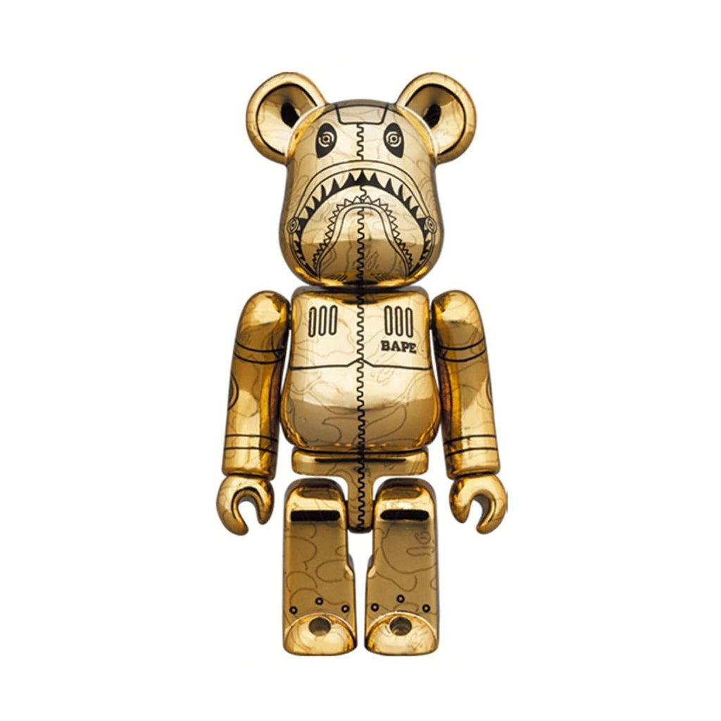 Bearbrick x BAPE x Hajime Sorayama Camo Shark 100% & 400% Set 'Gold' — Side View